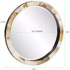 Miroir mural rond biseauté Howard Elliott 24" Godfrey avec cadre en corne carrelé blanc et havane