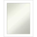 22" x 28" Non-Beveled Wedge White Bathroom Wall Mirror - Amanti Art: Modern Rectangle, Includes Mounting Hardware