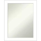 22" x 28" Non-Beveled Wedge White Bathroom Wall Mirror - Amanti Art: Modern Rectangle, Includes Mounting Hardware