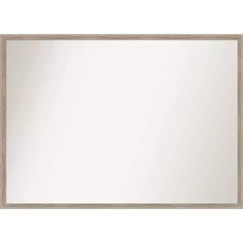 39" x 28" Non-Beveled Hard Wedge Whitewash Wood Wall Mirror - Amanti Art: Modern Rectangular, Includes Mounting Hardware