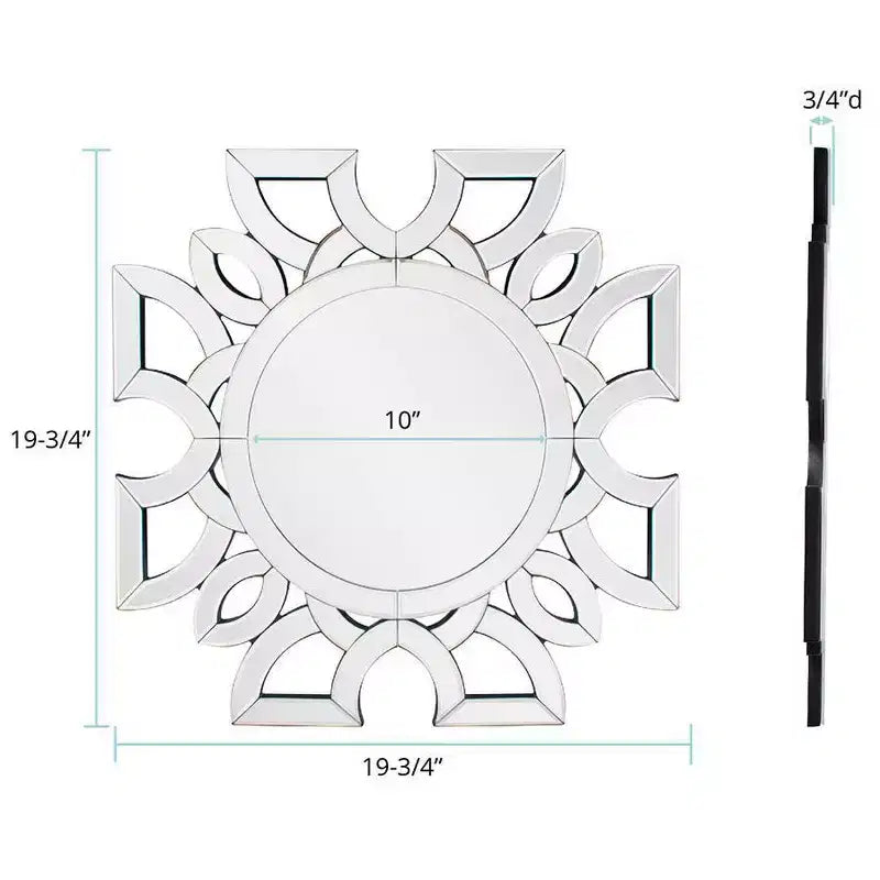 Miroir mural Howard Elliott 19,75 po x 19,75 po Eduina rond à motif symétrique découpé
