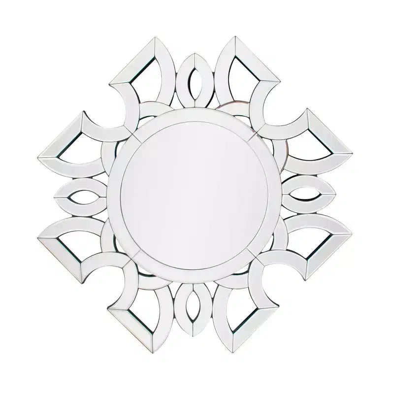 Miroir mural Howard Elliott 19,75 po x 19,75 po Eduina rond à motif symétrique découpé