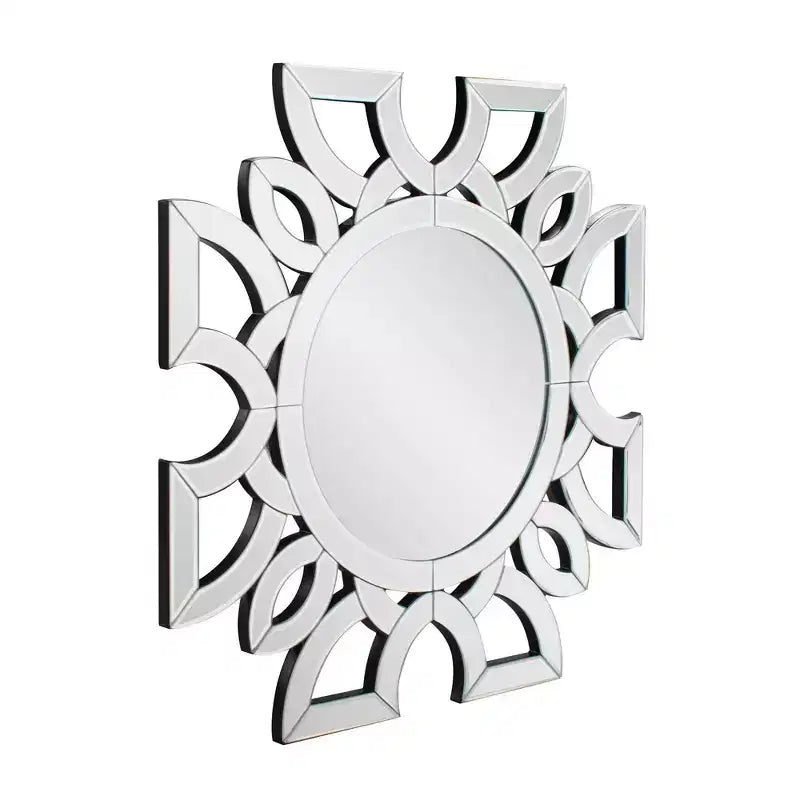 Miroir mural Howard Elliott 19,75 po x 19,75 po Eduina rond à motif symétrique découpé