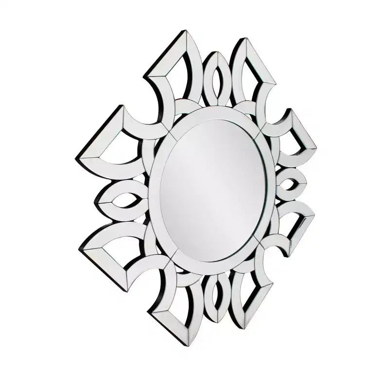 Miroir mural Howard Elliott 19,75 po x 19,75 po Eduina rond à motif symétrique découpé