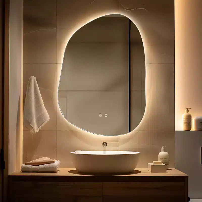 WallBeyond Miroir de vanité LED irrégulier 22"x30" transparent