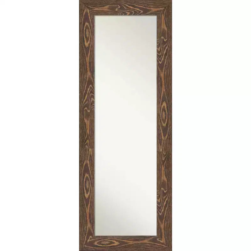 20" x 54" Non-Beveled Bridge Brown Wood on The Door Mirror - Amanti Art
