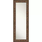 20" x 54" Non-Beveled Bridge Brown Wood on The Door Mirror - Amanti Art