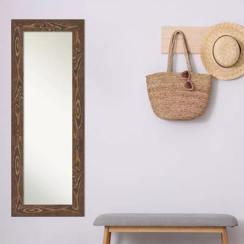 Miroir de porte Amanti Art en bois marron non biseauté 20 x 54 po