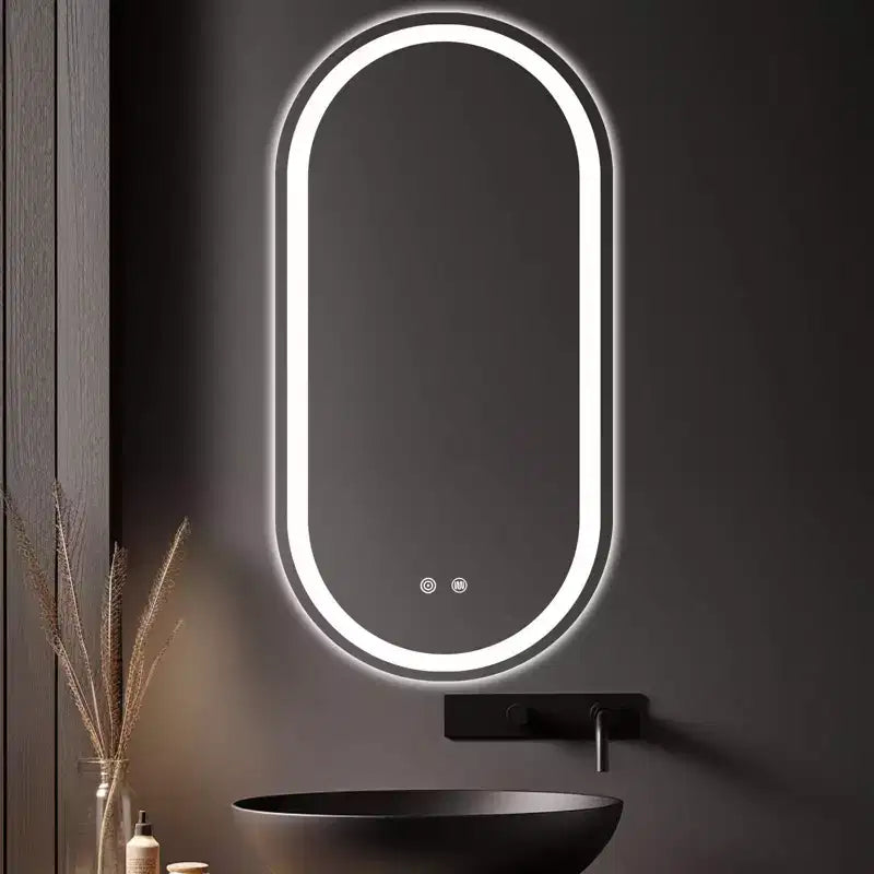 Miroir de courtoisie ovale à LED WallBeyond 40 x 80 cm, transparent