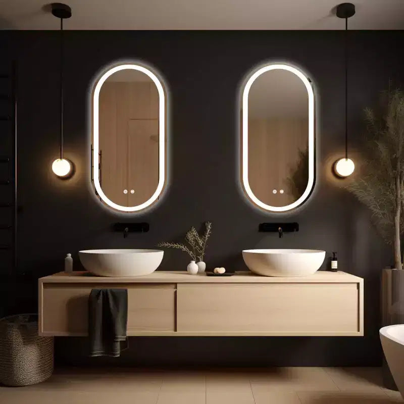 Miroir de courtoisie ovale à LED WallBeyond 40 x 80 cm, transparent