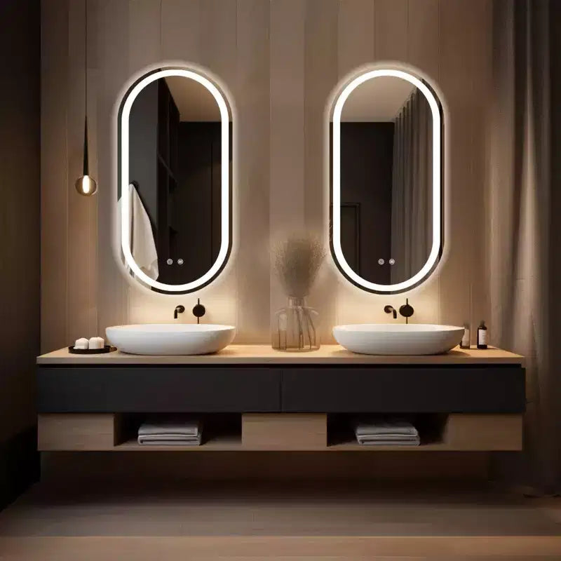 Miroir de courtoisie ovale à LED WallBeyond 40 x 80 cm, transparent
