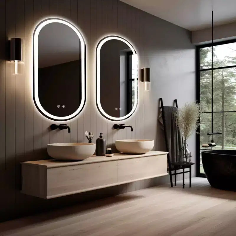 Miroir de courtoisie ovale à LED WallBeyond 40 x 80 cm, transparent