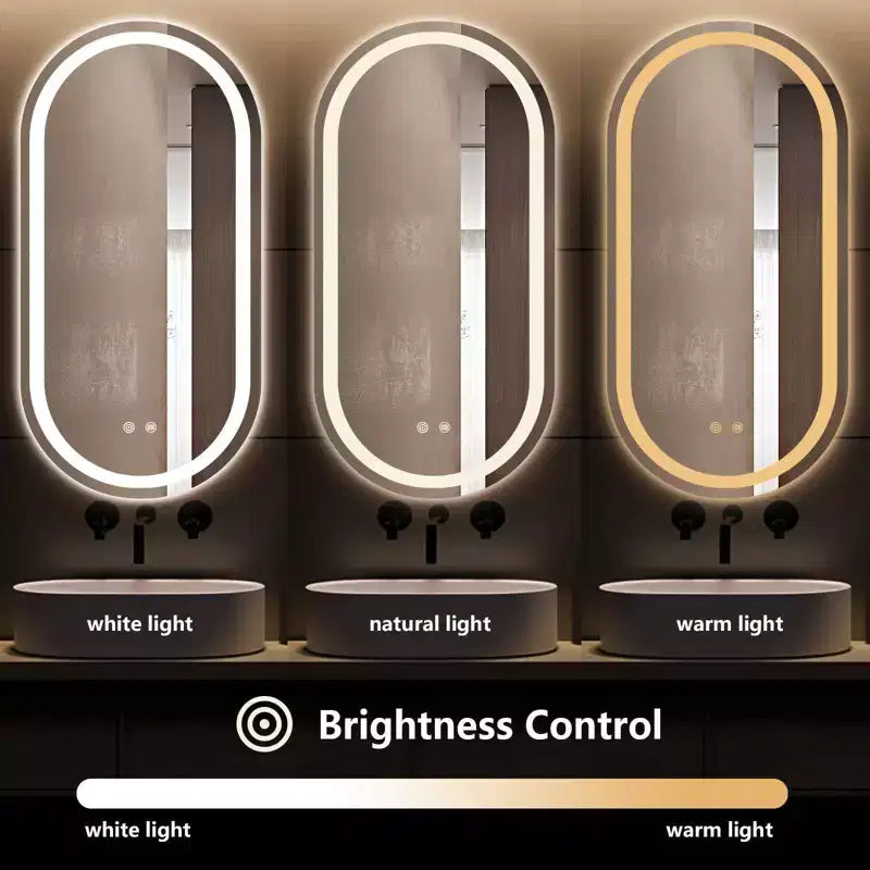 Miroir de courtoisie ovale à LED WallBeyond 40 x 80 cm, transparent