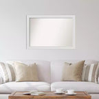 Miroir mural étroit Flair doux blanc, non biseauté, 40"x28" - Amanti Art : Style moderne, cadre en polystyrène