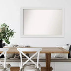 Miroir mural étroit Flair doux blanc, non biseauté, 40"x28" - Amanti Art : Style moderne, cadre en polystyrène