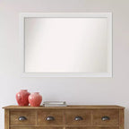 Miroir mural étroit Flair doux blanc, non biseauté, 40"x28" - Amanti Art : Style moderne, cadre en polystyrène