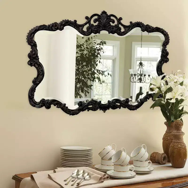 Miroir mural rectangulaire Howard Elliott 40 po x 30 po à cadre en fer et fini argent chiné