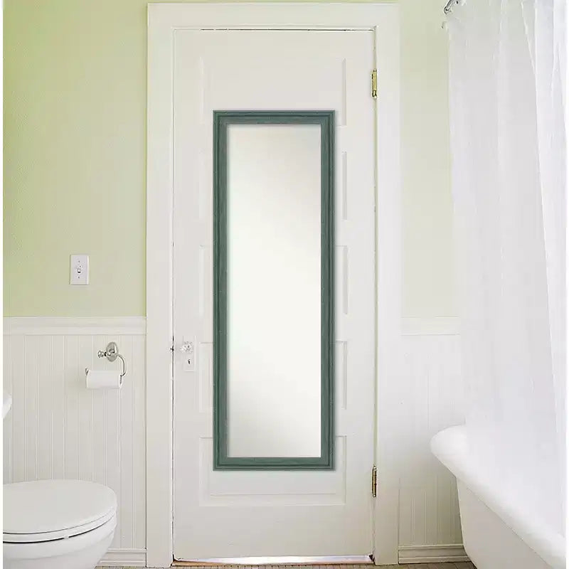 Miroir de porte 46x132 cm en bois recyclé sans biseau sarcelle/gris - Amanti Art