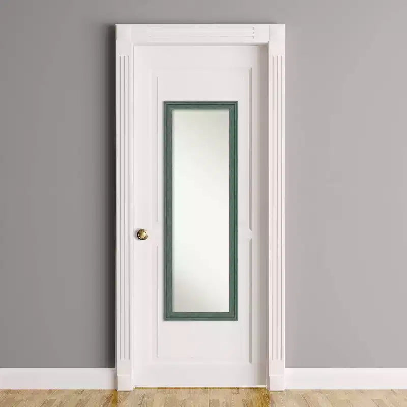 Miroir de porte 46x132 cm en bois recyclé sans biseau sarcelle/gris - Amanti Art
