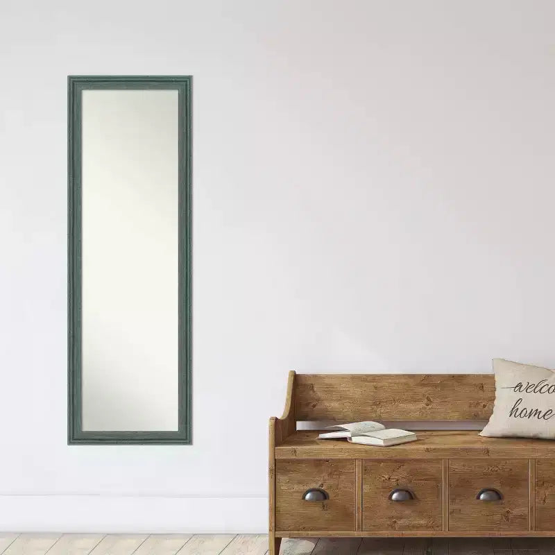 Miroir de porte 46x132 cm en bois recyclé sans biseau sarcelle/gris - Amanti Art