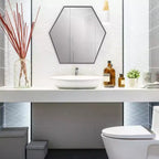 Miroir mural Howard Elliott 30"x30" en métal hexagonal argenté