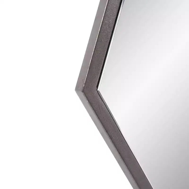 Miroir mural Howard Elliott 30"x30" en métal hexagonal argenté