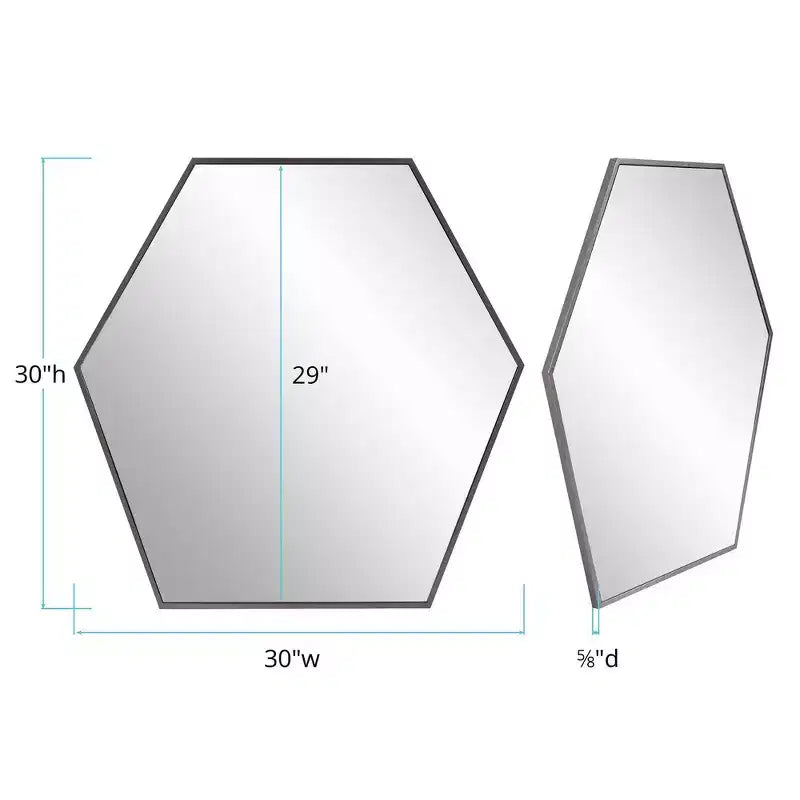 Miroir mural Howard Elliott 30"x30" en métal hexagonal argenté
