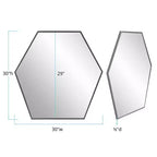 Miroir mural Howard Elliott 30"x30" en métal hexagonal argenté
