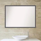 Miroir mural de salle de bain fin Eva sans biseau 40" x 29" Noir - Amanti Art : Rectangulaire moderne, à fixer au mur