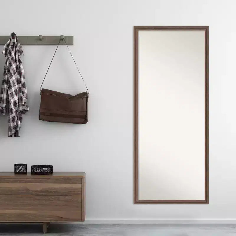 Amanti Art Miroir psyché 68,6 x 160 cm sans biseau : Marron rustique, cadre en bois, option de montage mural