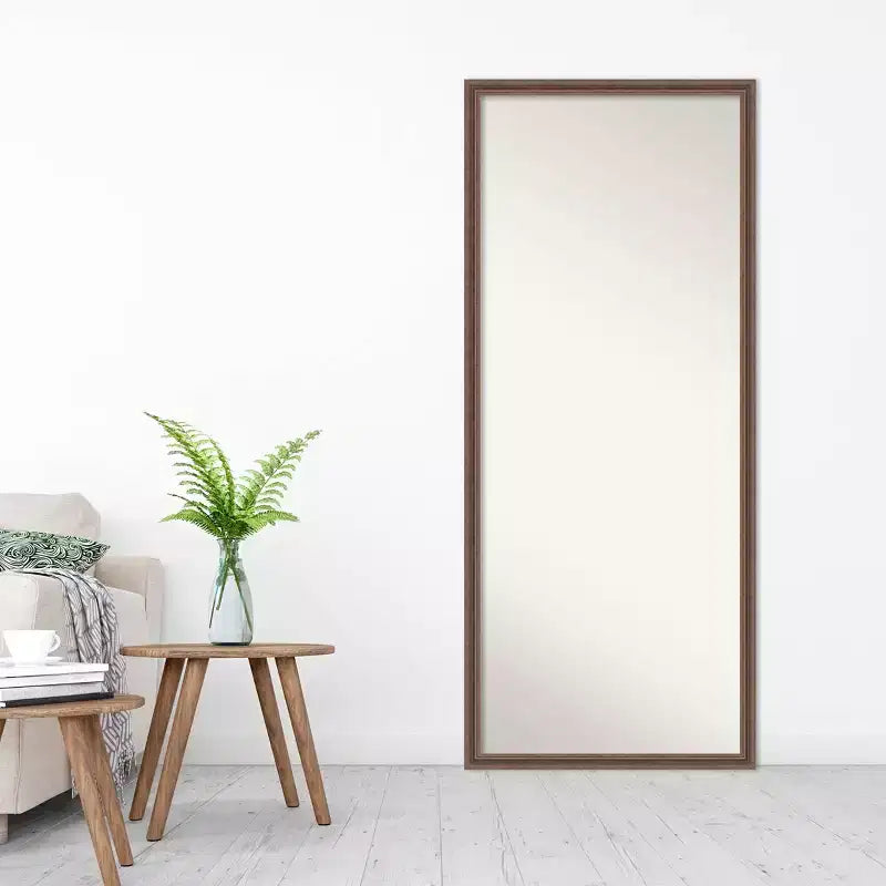 Amanti Art Miroir psyché 68,6 x 160 cm sans biseau : Marron rustique, cadre en bois, option de montage mural
