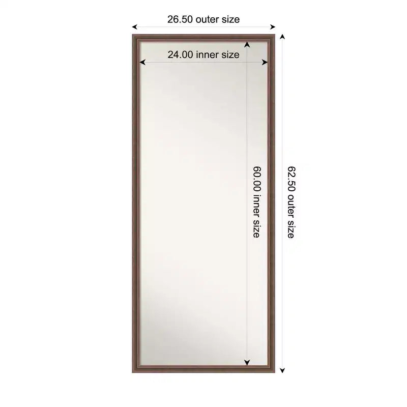 Amanti Art Miroir psyché 68,6 x 160 cm sans biseau : Marron rustique, cadre en bois, option de montage mural