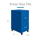 Solutions Espace Classeur vertical mobile 2 tiroirs pour documents format lettre de 45,7 cm de profondeur Bleu classique