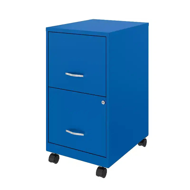 Solutions Espace Classeur vertical mobile 2 tiroirs pour documents format lettre de 45,7 cm de profondeur Bleu classique
