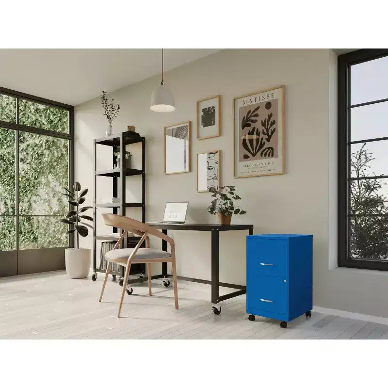 Solutions Espace Classeur vertical mobile 2 tiroirs pour documents format lettre de 45,7 cm de profondeur Bleu classique