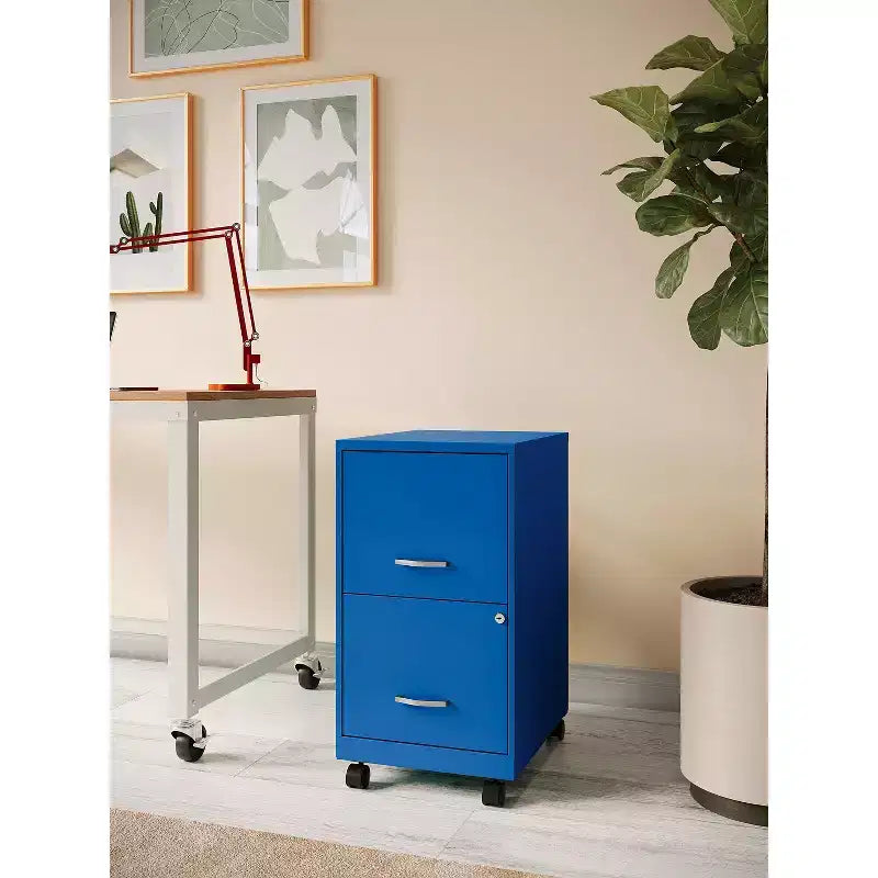 Solutions Espace Classeur vertical mobile 2 tiroirs pour documents format lettre de 45,7 cm de profondeur Bleu classique
