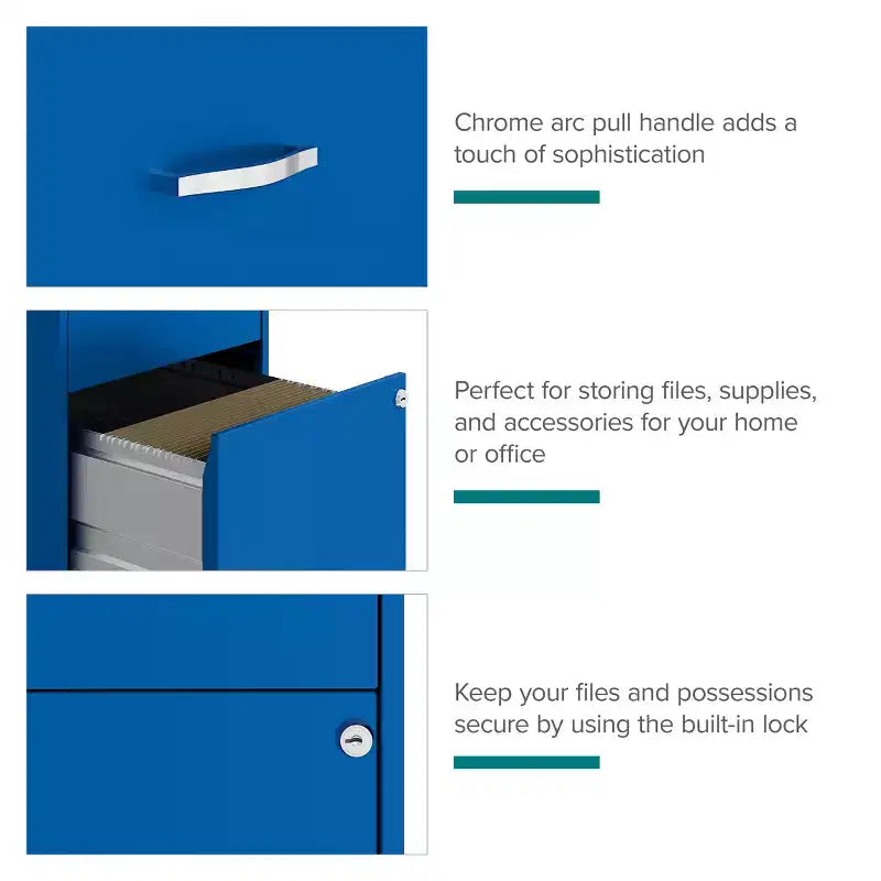 Solutions Espace Classeur vertical mobile 2 tiroirs pour documents format lettre de 45,7 cm de profondeur Bleu classique