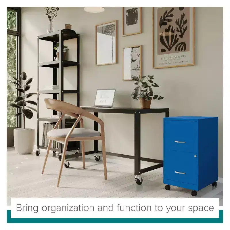 Solutions Espace Classeur vertical mobile 2 tiroirs pour documents format lettre de 45,7 cm de profondeur Bleu classique