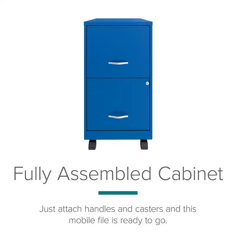 Solutions Espace Classeur vertical mobile 2 tiroirs pour documents format lettre de 45,7 cm de profondeur Bleu classique