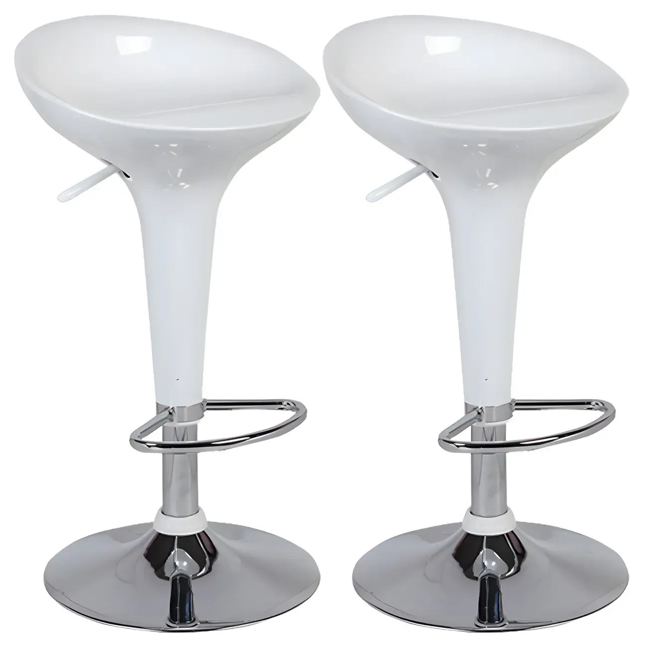 Tabouret de bar pivotant en plastique chromé réglable en hauteur