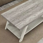 Table basse à étagère en bois bicolore contemporaine Roundhill Furniture Athens en gris vieilli et beige