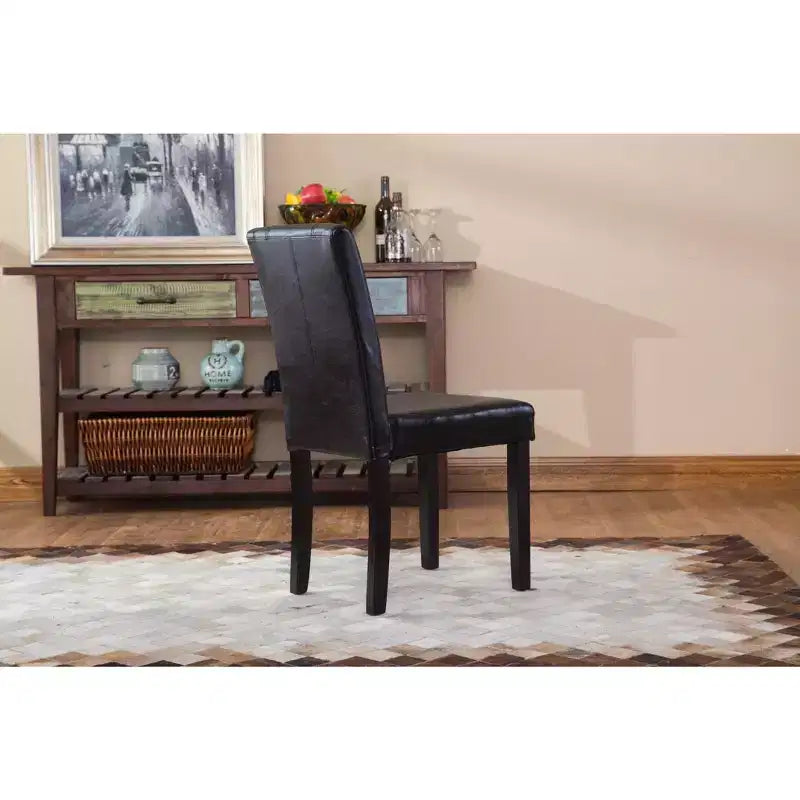 Chaise Parson Rembourrée en Similicuir, Style Urbain, en Bois Massif Roundhill, Noir, Lot de 2