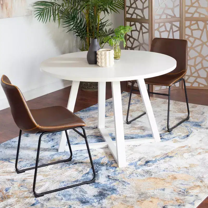 Ensemble de salle à manger rond Varna de Roundhill Furniture, table à manger en bois avec 2 chaises élégantes, 3 pièces