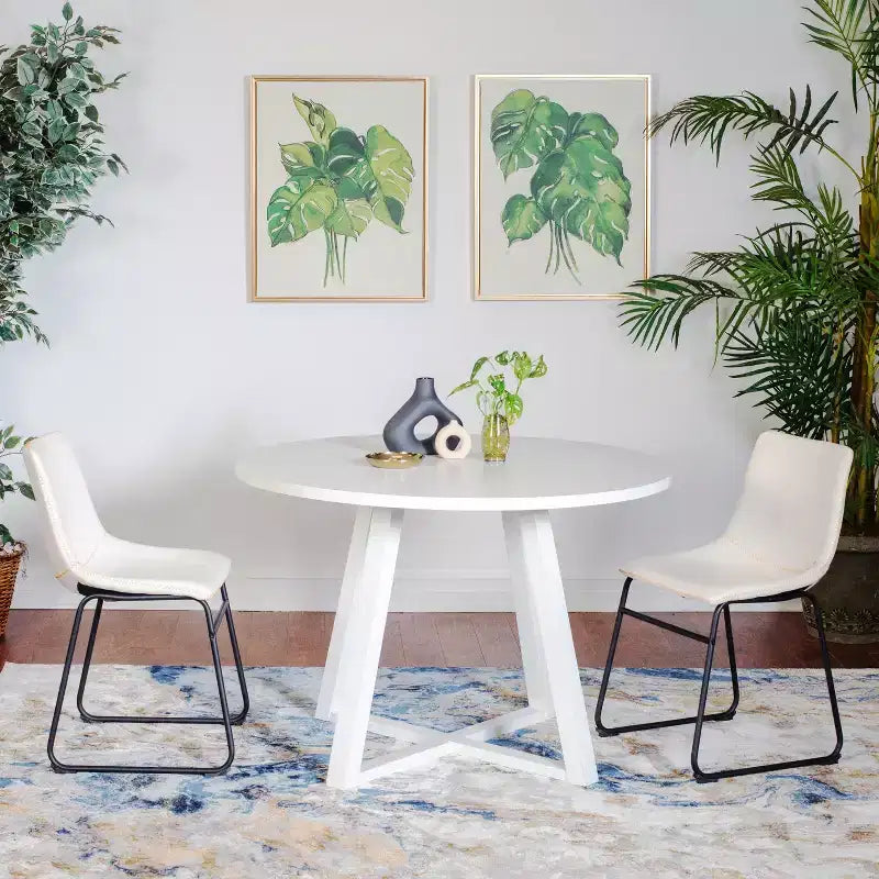 Ensemble de salle à manger rond Varna de Roundhill Furniture, table à manger en bois avec 2 chaises élégantes, 3 pièces