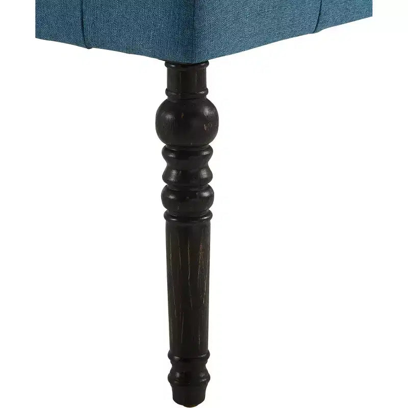 Banc de salle à manger capitonné en tissu avec pieds tournés Leviton, bleu
