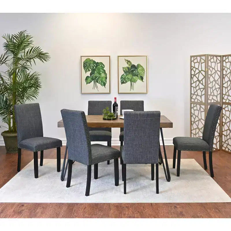 Ensemble de salle à manger Amisos 7 pièces, table à manger Hairpin avec 6 chaises, 3 options de couleur