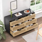 Commode à 6 tiroirs en rotin pour chambre à coucher, chiffonnier, table de chevet pour placard, organisateur de rangement pour couloir, salon, chambre à coucher