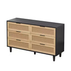 Commode à 6 tiroirs en rotin pour chambre à coucher, chiffonnier, table de chevet pour placard, organisateur de rangement pour couloir, salon, chambre à coucher