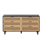 Commode à 6 tiroirs en rotin pour chambre à coucher, chiffonnier, table de chevet pour placard, organisateur de rangement pour couloir, salon, chambre à coucher