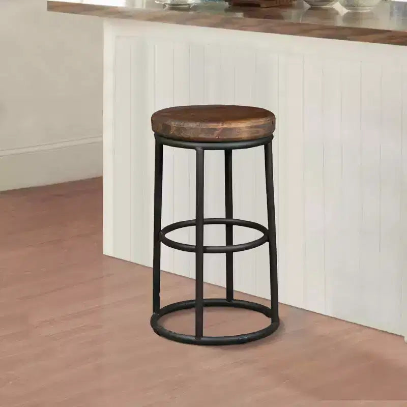 Tabouret de comptoir classique Christopher Knight Home Aurora de 24 po en bois et métal avec repose-pieds, marron/noir